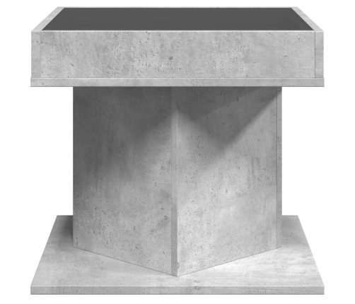 Mesa de centro y LED madera ingeniería gris hormigón 50x50x45cm