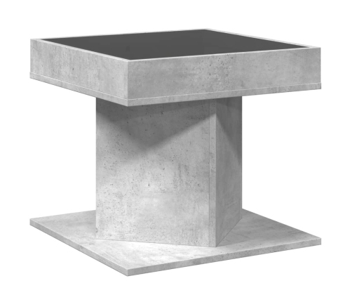 Mesa de centro y LED madera ingeniería gris hormigón 50x50x45cm