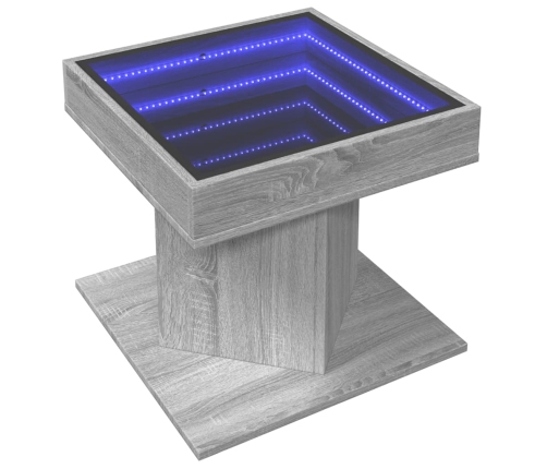 Mesa de centro y LED madera ingeniería gris Sonoma 50x50x45 cm