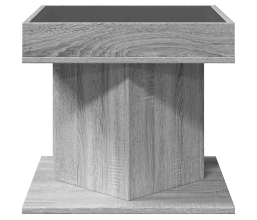 Mesa de centro y LED madera ingeniería gris Sonoma 50x50x45 cm