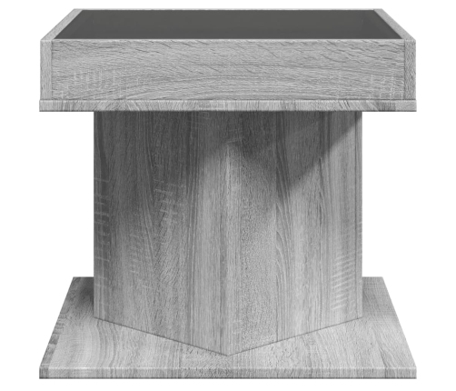 Mesa de centro y LED madera ingeniería gris Sonoma 50x50x45 cm