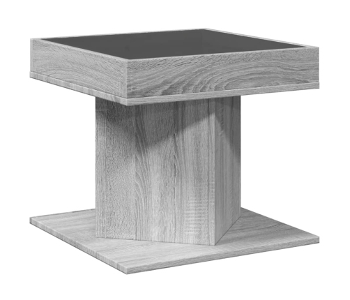 Mesa de centro y LED madera ingeniería gris Sonoma 50x50x45 cm