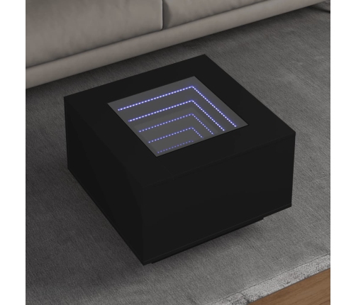 Mesa de centro con luz LED madera ingeniería negra 60x60x40 cm