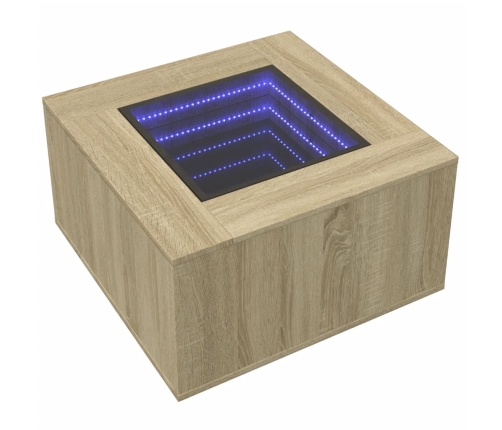 Mesa de centro y LED madera ingeniería roble Sonoma 60x60x40 cm