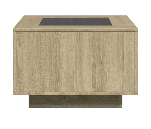 Mesa de centro y LED madera ingeniería roble Sonoma 60x60x40 cm