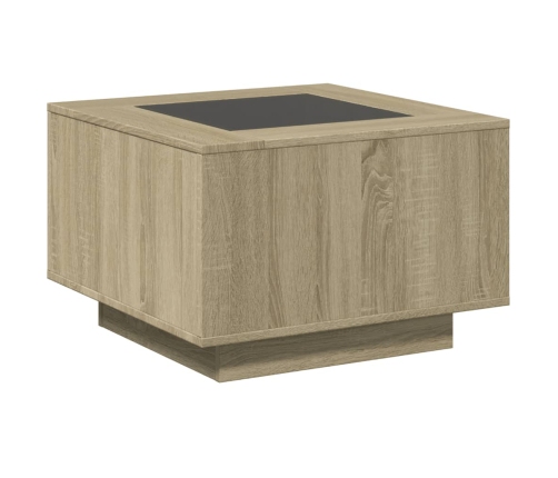 Mesa de centro y LED madera ingeniería roble Sonoma 60x60x40 cm