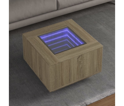 Mesa de centro y LED madera ingeniería roble Sonoma 60x60x40 cm