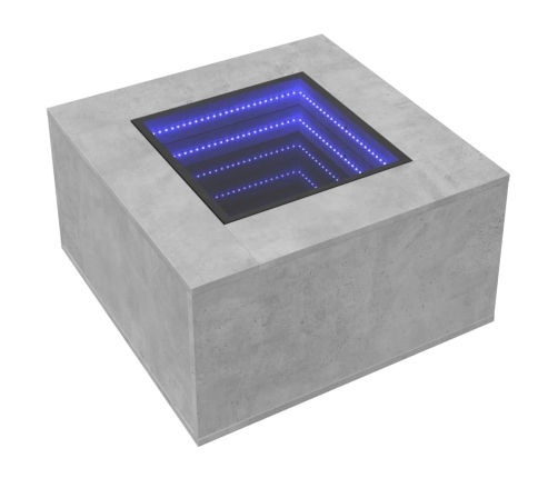 Mesa de centro y LED madera ingeniería gris hormigón 60x60x40cm