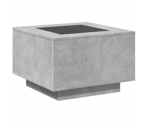 Mesa de centro y LED madera ingeniería gris hormigón 60x60x40cm