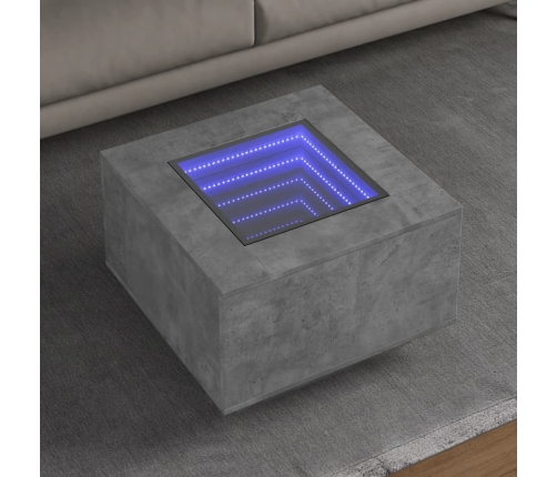 Mesa de centro y LED madera ingeniería gris hormigón 60x60x40cm