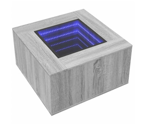 Mesa de centro y LED madera ingeniería gris Sonoma 60x60x40 cm