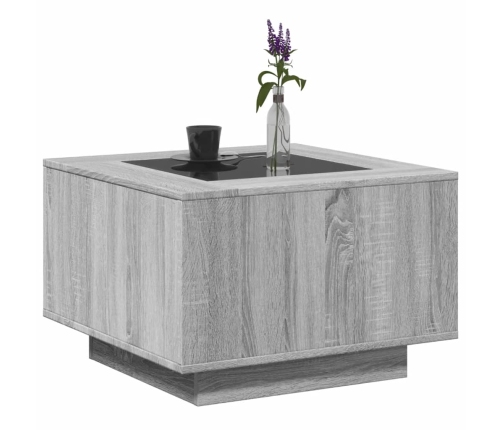 Mesa de centro y LED madera ingeniería gris Sonoma 60x60x40 cm