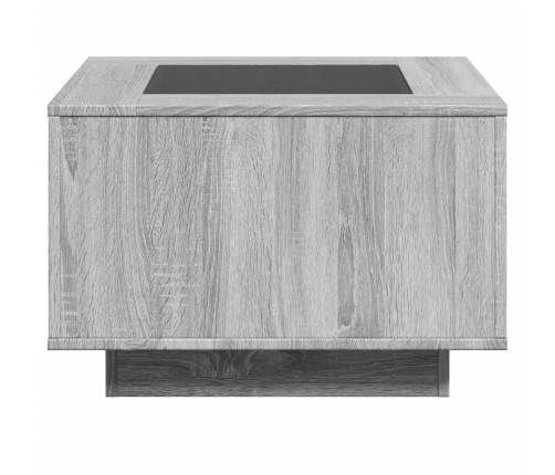 Mesa de centro y LED madera ingeniería gris Sonoma 60x60x40 cm