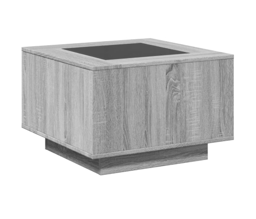 Mesa de centro y LED madera ingeniería gris Sonoma 60x60x40 cm