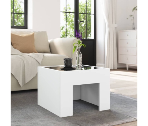 Mesa de centro con LED Infinity blanca 40x40x30 cm