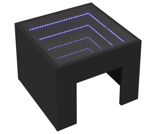 Mesa de centro con Infinity LED negro 40x40x30 cm