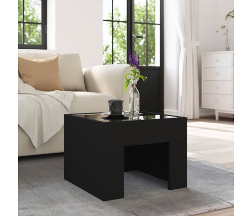 Mesa de centro con Infinity LED negro 40x40x30 cm