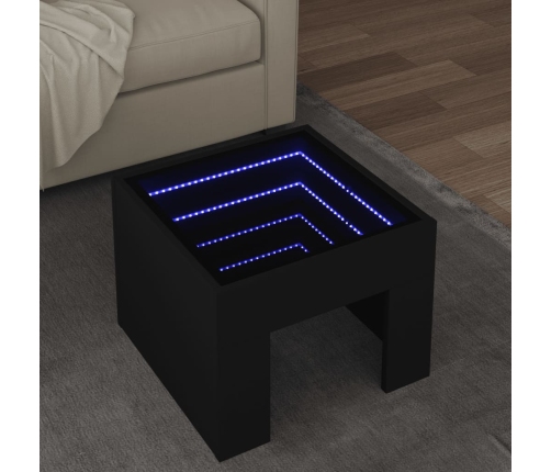 Mesa de centro con Infinity LED negro 40x40x30 cm