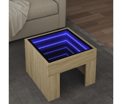 Mesa de centro con Infinity LED roble Sonoma 40x40x30 cm