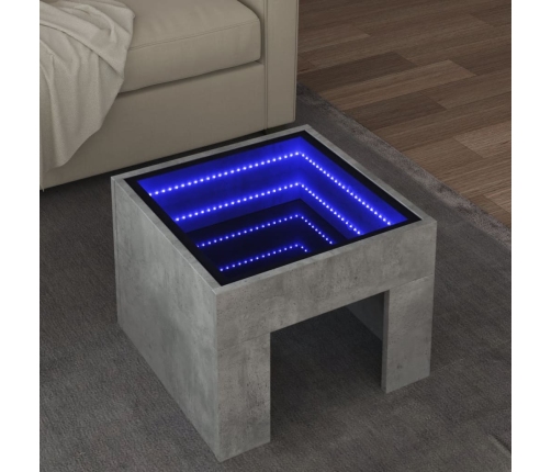 Mesa de centro con Infinity LED gris hormigón 40x40x30 cm