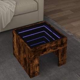 Mesa de centro con Infinity LED roble ahumado 40x40x30 cm