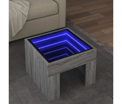 Mesa de centro con Infinity LED gris Sonoma 40x40x30 cm