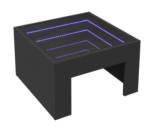 Mesa de centro con Infinity LED negro 50x50x30 cm