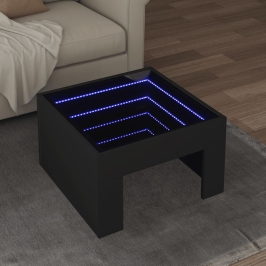 Mesa de centro con Infinity LED negro 50x50x30 cm