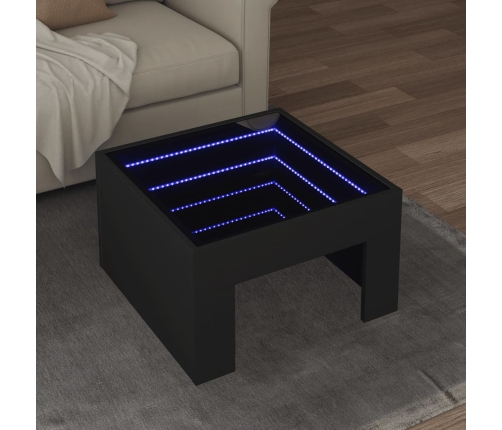 Mesa de centro con Infinity LED negro 50x50x30 cm