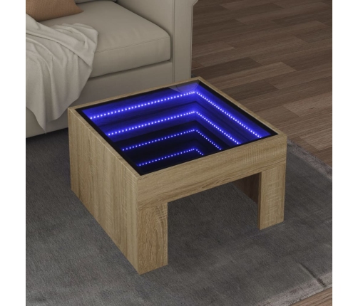 Mesa de centro con Infinity LED roble Sonoma 50x50x30 cm