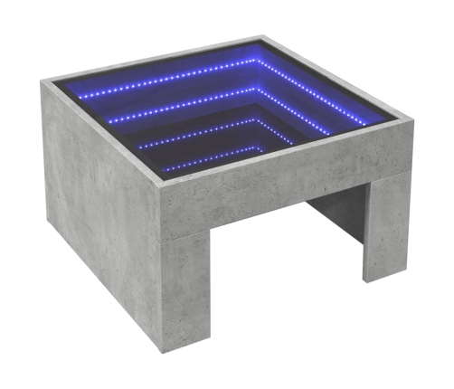 Mesa de centro con Infinity LED gris hormigón 50x50x30 cm