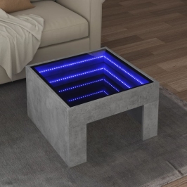 Mesa de centro con Infinity LED gris hormigón 50x50x30 cm