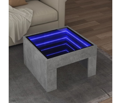 Mesa de centro con Infinity LED gris hormigón 50x50x30 cm