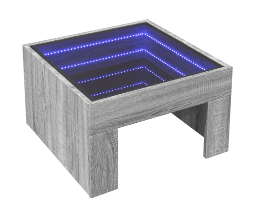 Mesa de centro con Infinity LED gris Sonoma 50x50x30 cm