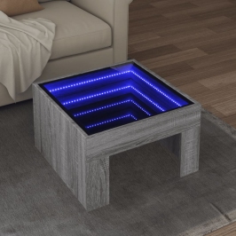 Mesa de centro con Infinity LED gris Sonoma 50x50x30 cm