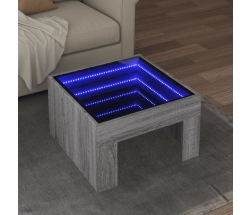 Mesa de centro con Infinity LED gris Sonoma 50x50x30 cm