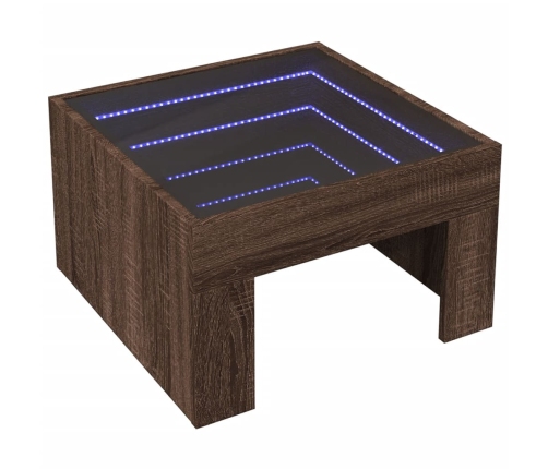 Mesa de centro con Infinity LED marrón roble 50x50x30 cm