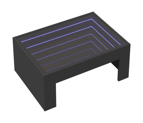 Mesa de centro con Infinity LED negro 70x50x30 cm