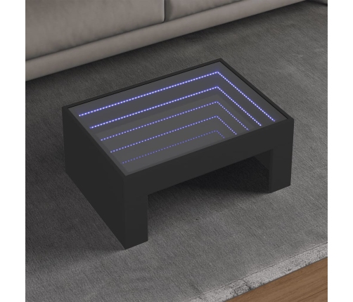 Mesa de centro con Infinity LED negro 70x50x30 cm