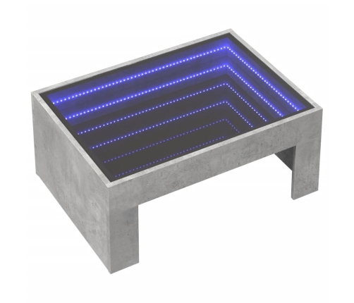 Mesa de centro con Infinity LED gris hormigón 70x50x30 cm