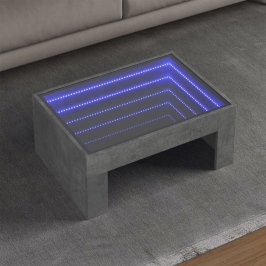 Mesa de centro con Infinity LED gris hormigón 70x50x30 cm