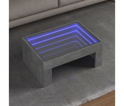 Mesa de centro con Infinity LED gris hormigón 70x50x30 cm