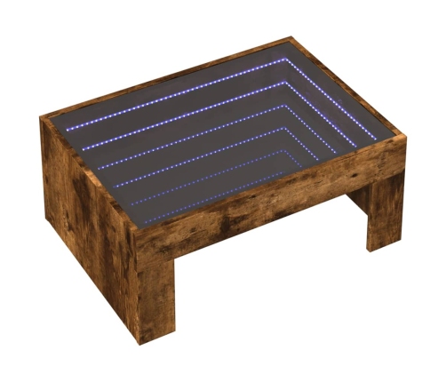 Mesa de centro con Infinity LED roble ahumado 70x50x30 cm