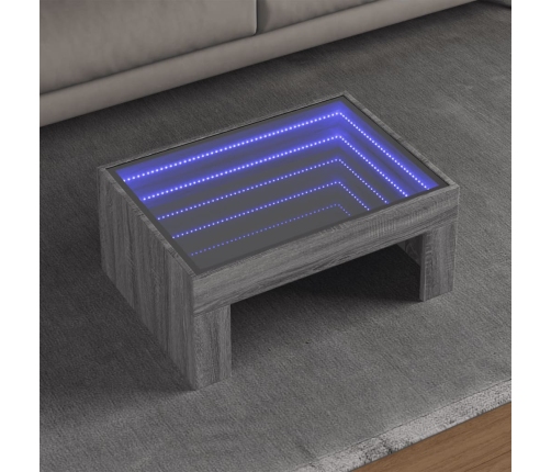 Mesa de centro con Infinity LED gris Sonoma 70x50x30 cm