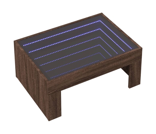 Mesa de centro con Infinity LED marrón roble 70x50x30 cm