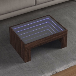 Mesa de centro con Infinity LED marrón roble 70x50x30 cm