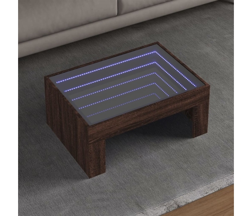 Mesa de centro con Infinity LED marrón roble 70x50x30 cm