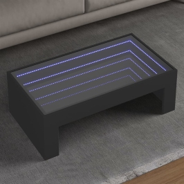 Mesa de centro con Infinity LED negro 90x50x30 cm