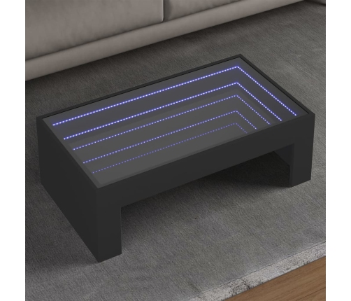 Mesa de centro con Infinity LED negro 90x50x30 cm