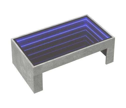 Mesa de centro con Infinity LED gris hormigón 90x50x30 cm